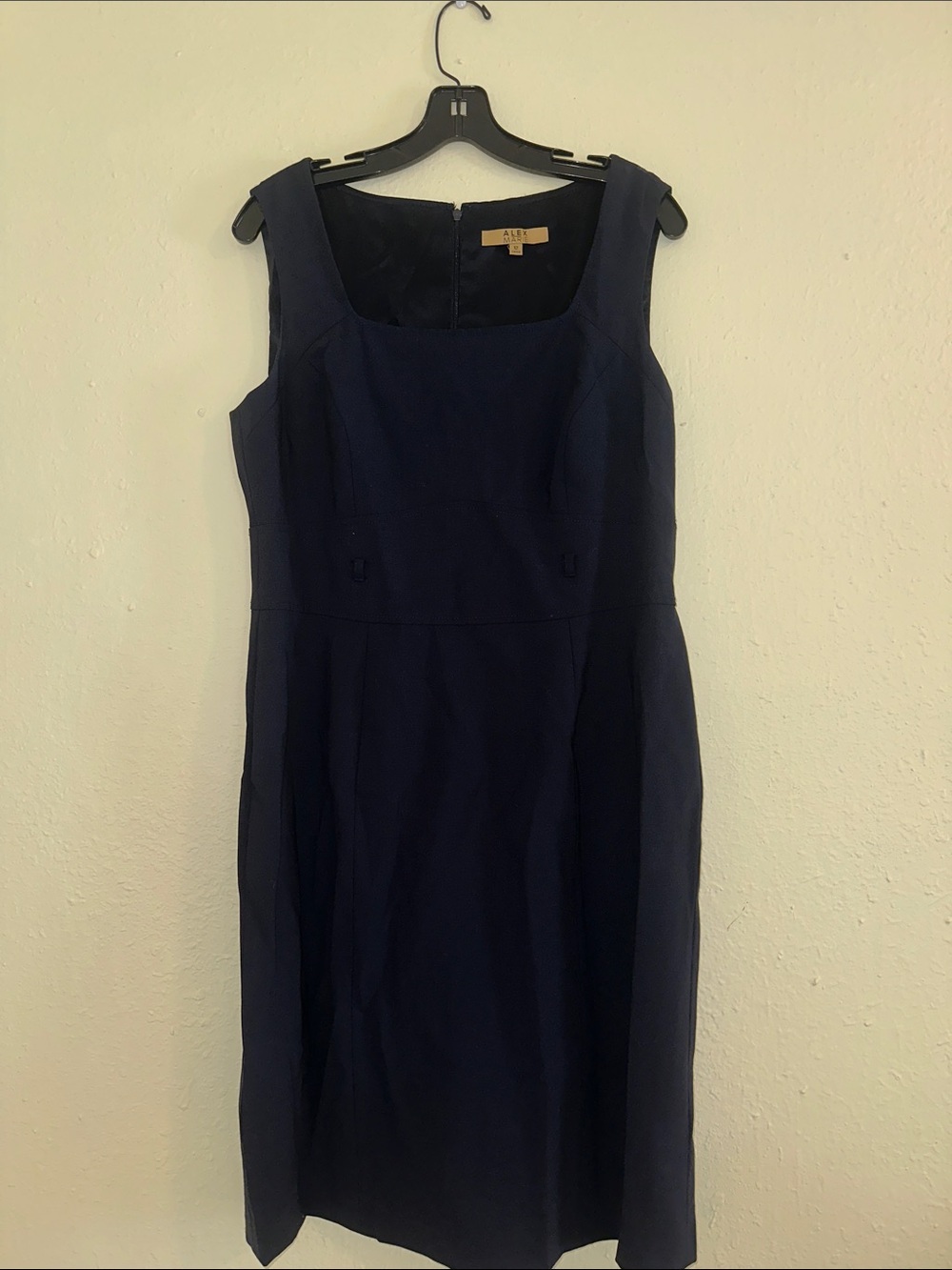 Navy Square-Neck Sheath Dress EUC